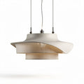 Lampada a sospensione in tessuto naturale color crema 30 x 30 x 15cm
