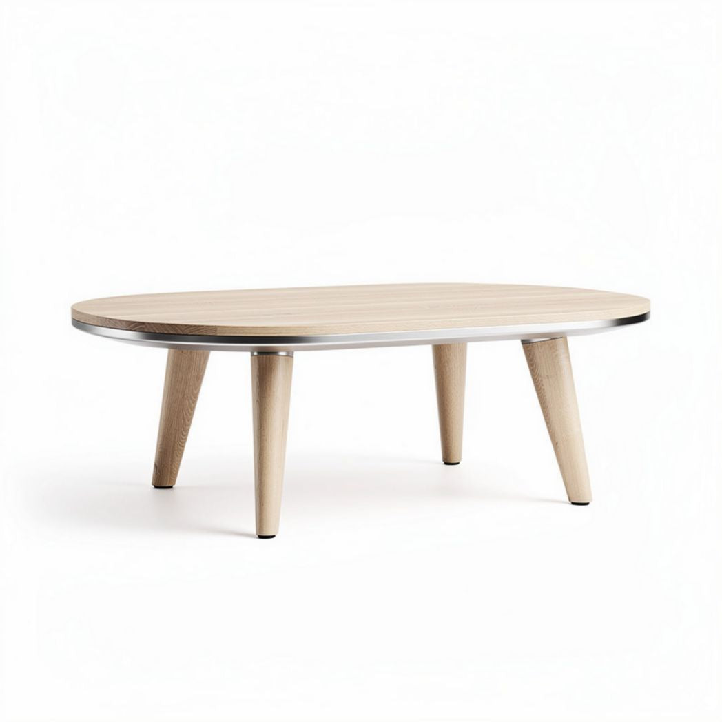 Tavolino ovale in legno nero dimensioni 100 x 60 x 30cm con gambe cilindriche