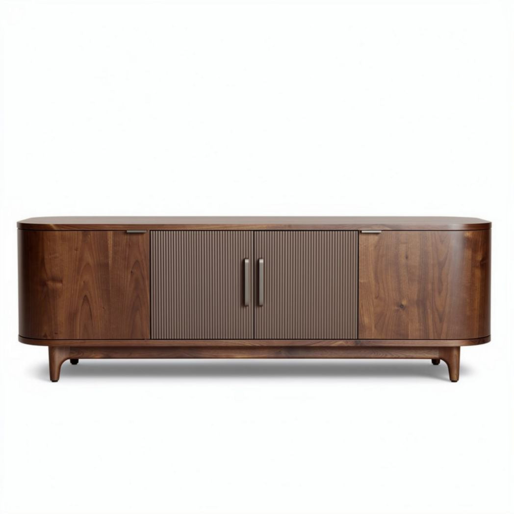 Mobile contenitore in legno massello color noce con ante a ribaltina 120 x 40 x 45cm