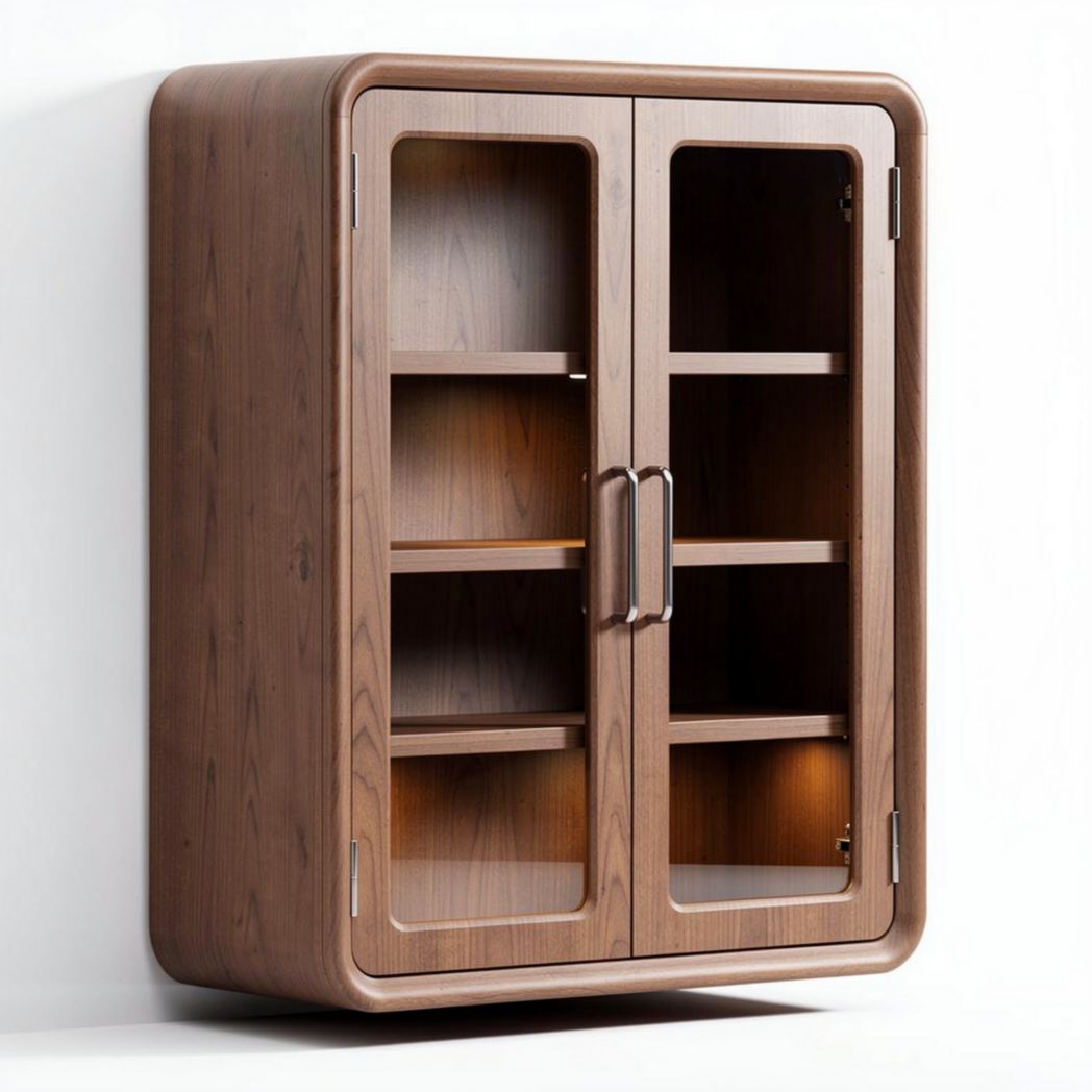 Mobiletto in legno con ante in vetro 100 x 80 x 30cm per soggiorno