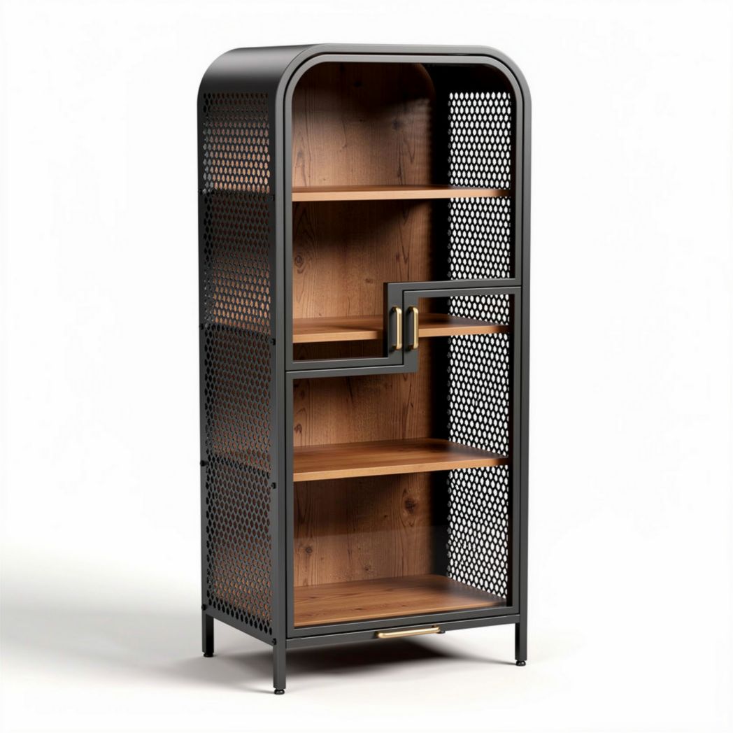 Mobile libreria in metallo e legno 90 x 40 x 180cm con ripiani regolabili