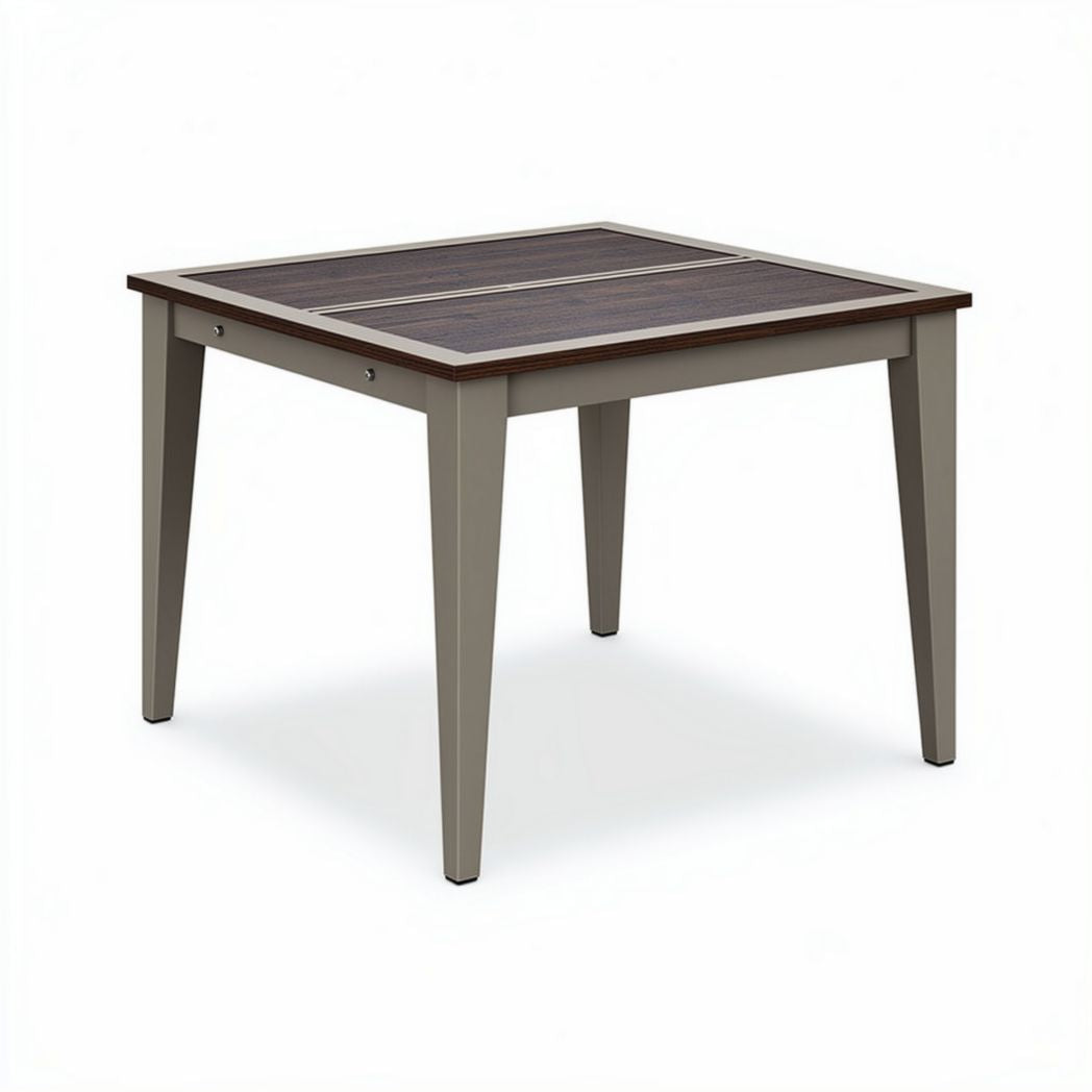 Tavolo quadrato in legno e materiale composito 90 x 90 x 75cm colore grigio e marrone