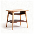 Tavolino in legno massello con ripiani in noce dimensioni 60 x 60 x 50cm