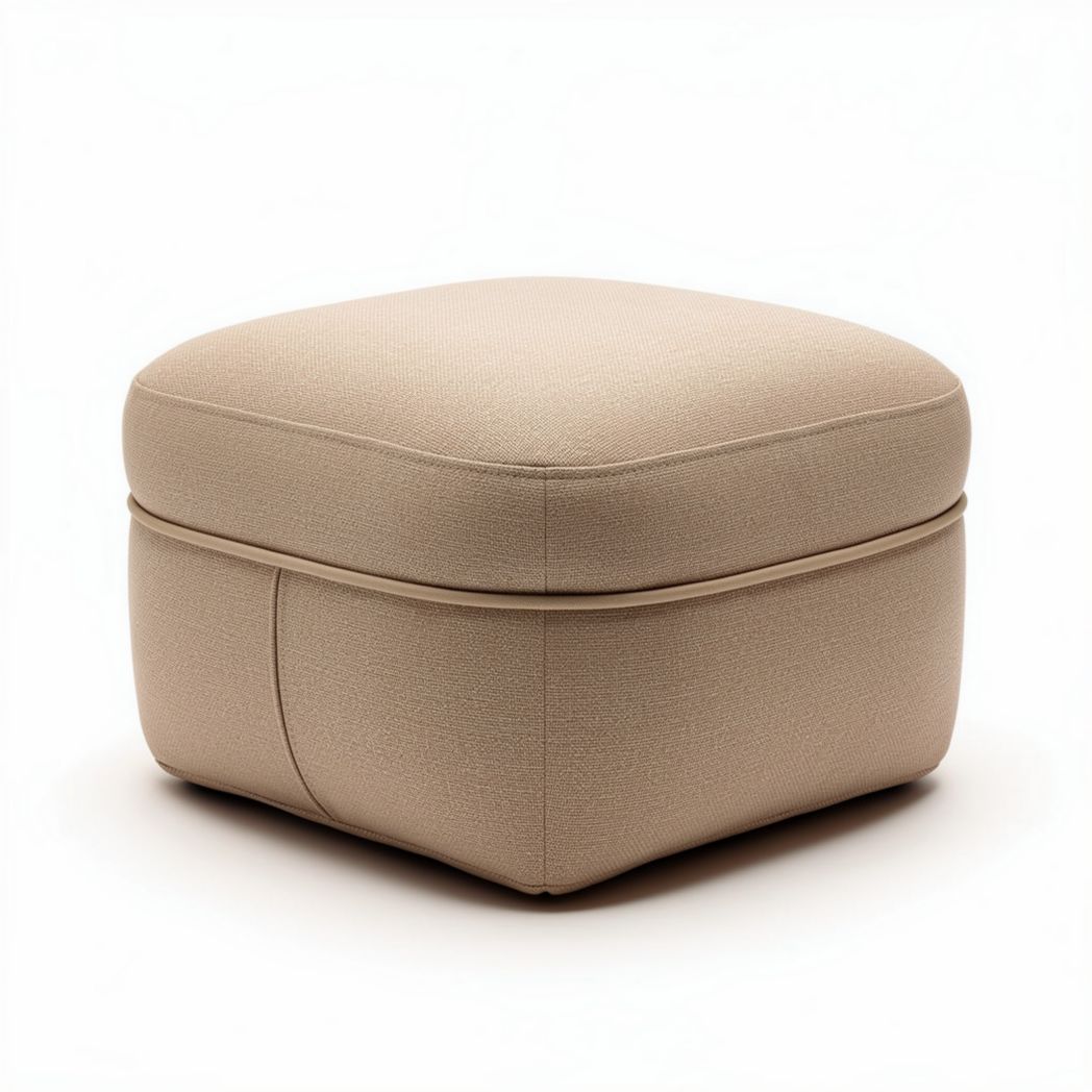 Pouf quadrato in tessuto beige 40 x 40 x 40cm per arredamento interni