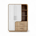 Armadio in legno con ante bianche e ripiani 150 x 80 x 200cm