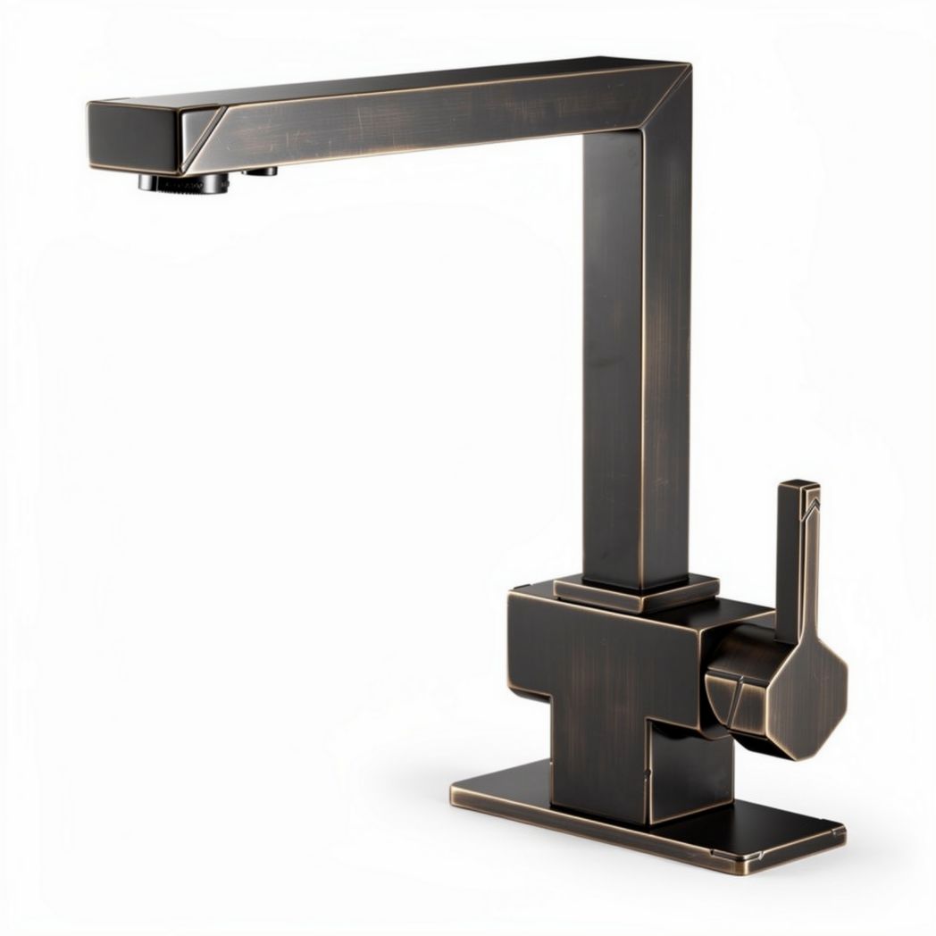 Rubinetto da cucina in ottone bronzato altezza 30cm lunghezza 20cm larghezza 10cm design moderno con maniglia a leve