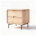 Comodino in legno naturale con due cassetti e struttura in metallo nero 45 x 45 x 40cm